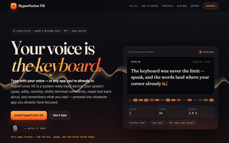 HyperFurion VK — Your voice is the keyboard — screenshot