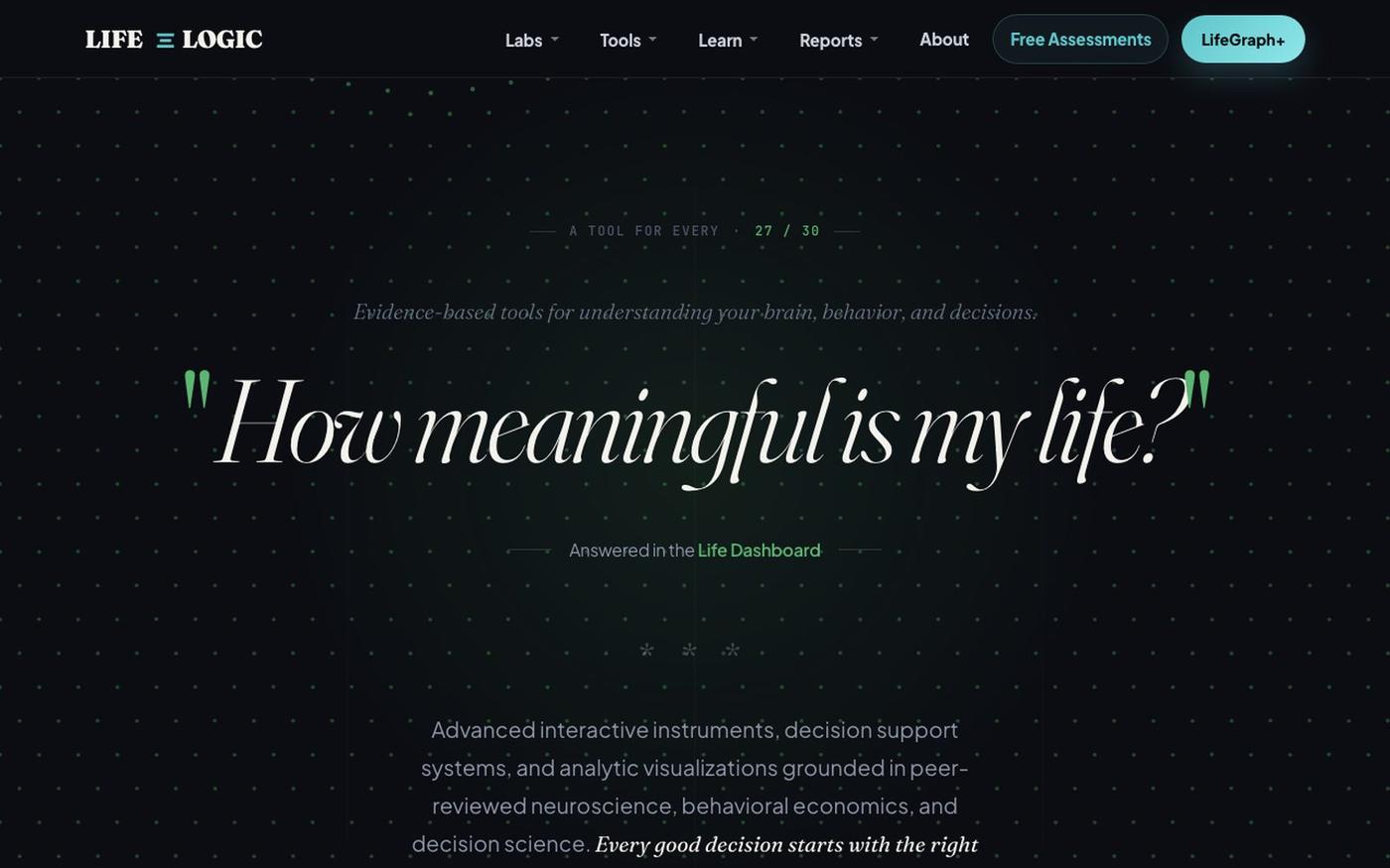 Free Psychology & Brain Tests | Evidence-Based Tools — screenshot