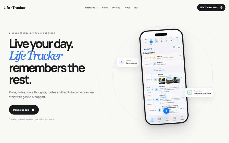 Life Tracker — daily planner, notes, habits and AI insights — screenshot