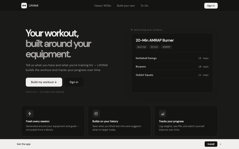 LiftWell — screenshot