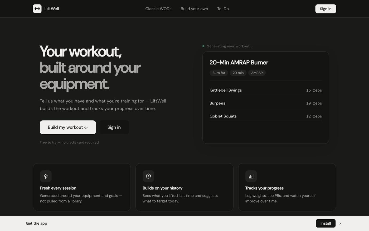 LiftWell — screenshot