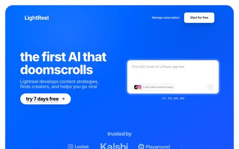 LightReel: Your AI UGC Marketing Researcher — screenshot