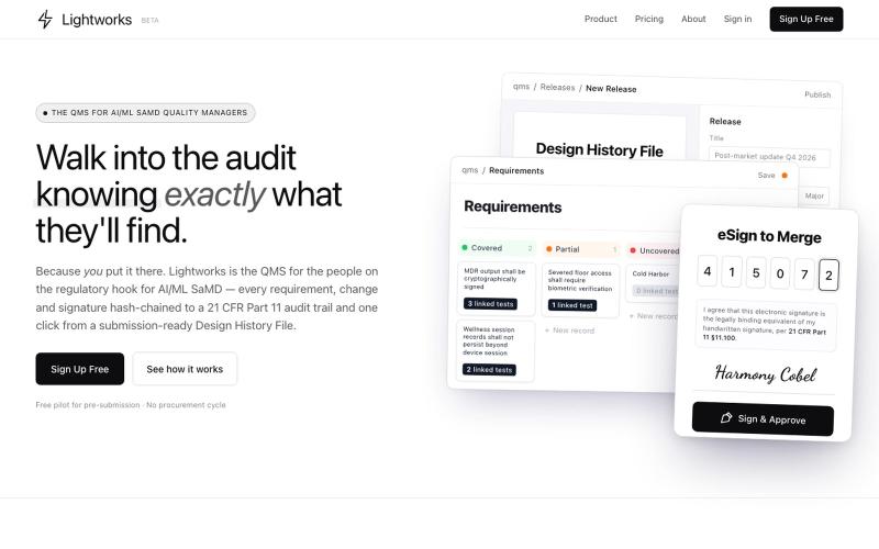 Lightworks — The QMS for Quality Managers shipping AI — screenshot
