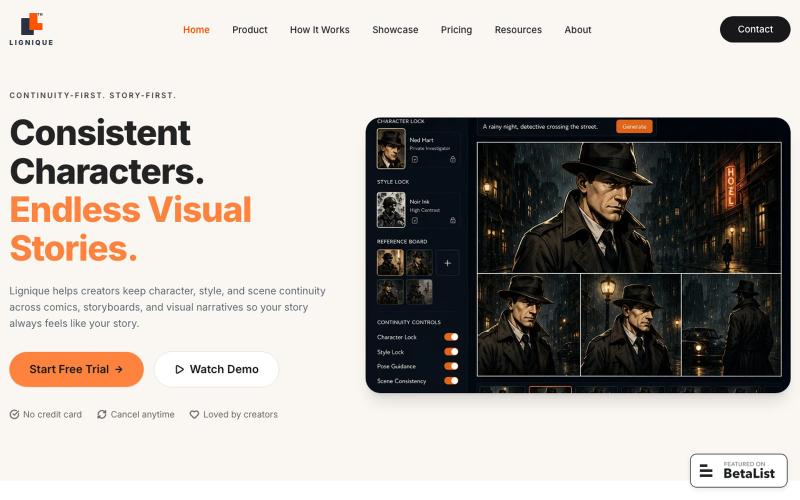 Lignique | AI Comic Creation Platform for Consistent Visual Storytelling — screenshot