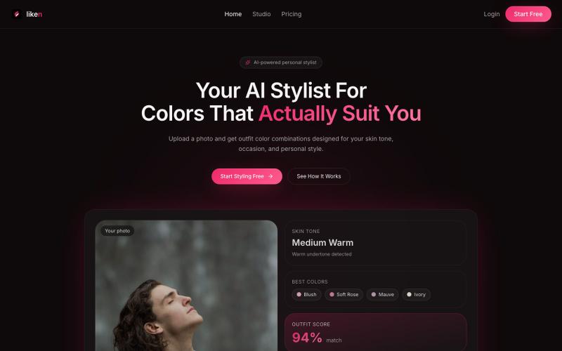 liken - AI Styling Studio — screenshot