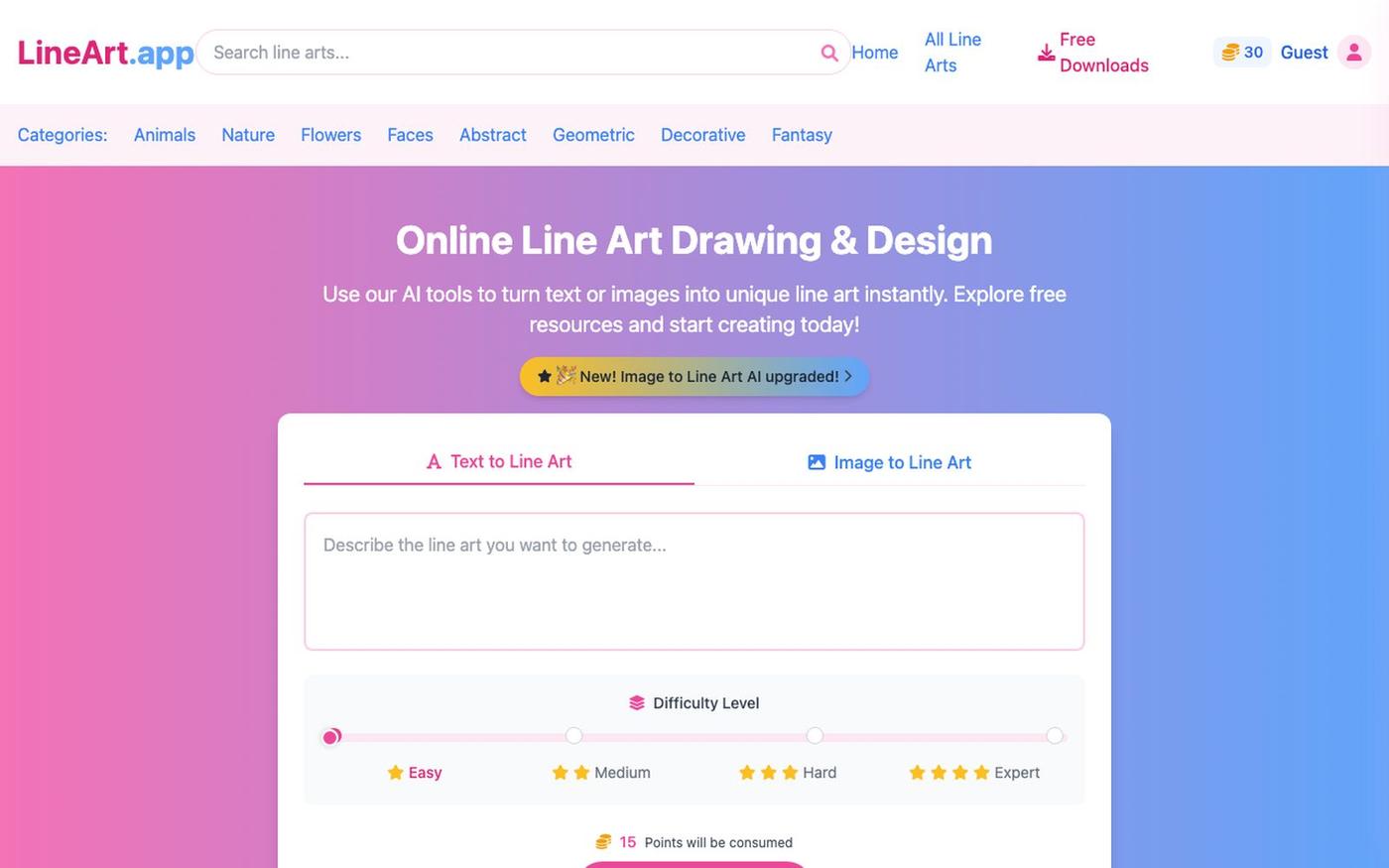 Line Art Design & Line Drawing Online – AI Generator & Free Resources - lineart. — screenshot