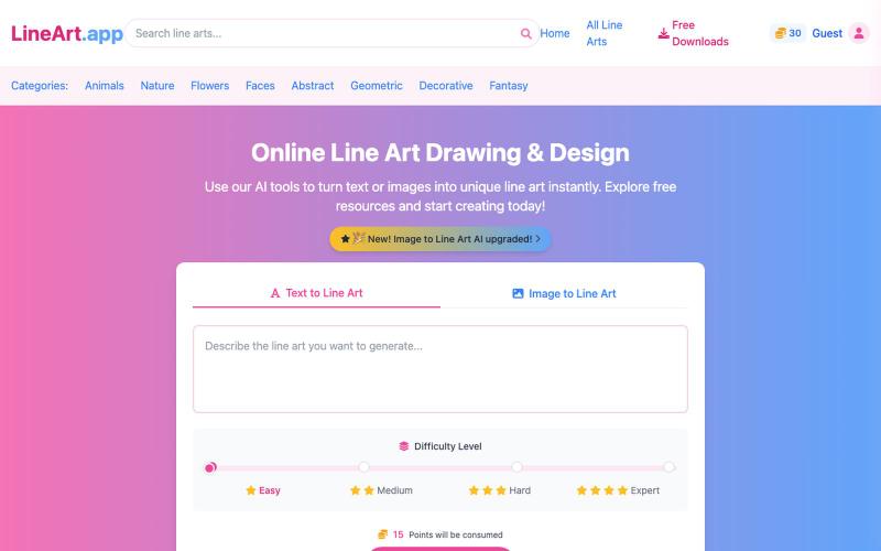 Line Art Design & Line Drawing Online – AI Generator & Free Resources - lineart. — screenshot