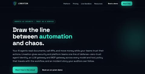 Lineation — Agentic AI Security | Govern, Trace & Defend AI Agents — screenshot