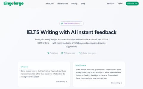 IELTS Writing with AI instant feedback | LingoForge — screenshot