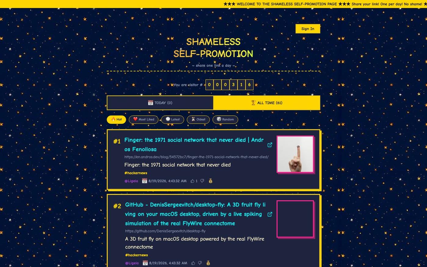 Shameless Self-Promotion Page — screenshot