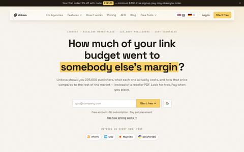 Linkova — Backlink Marketplace with 225,000+ Publishers & Real Prices — screenshot