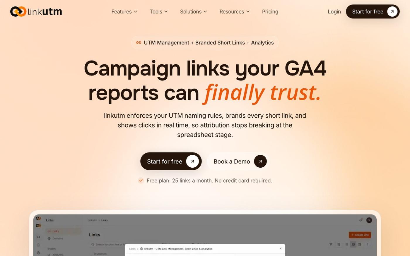 linkutm - UTM Link Management, Short Links & Analytics — screenshot