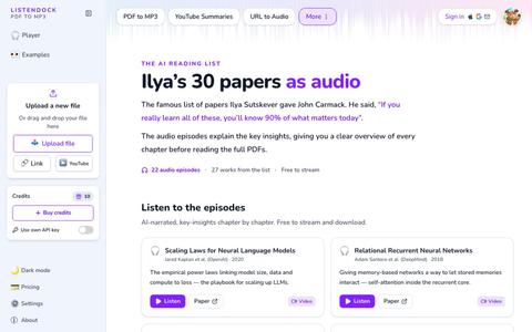 The 30 Papers — Ilya Sutskever's Deep Learning Reading List (for John Carmack) | — screenshot
