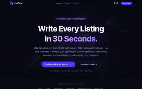 ListFlow — Write Every Listing in 30 Seconds. — screenshot