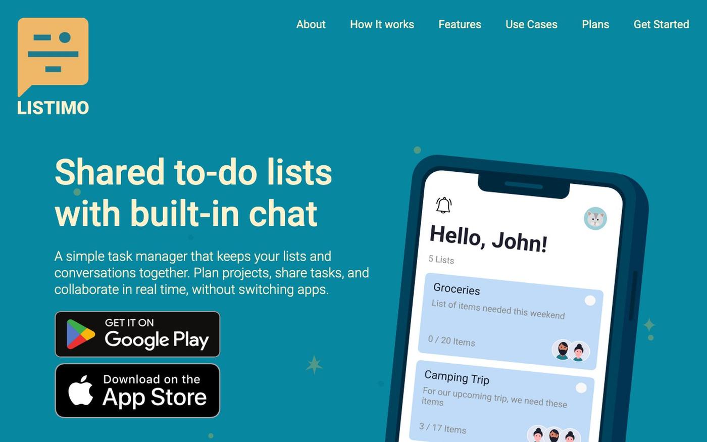 Listimo | Smart To-Do Lists with Chat Built In — screenshot