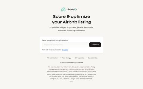ListingIQ — Airbnb Listing Analyzer — screenshot