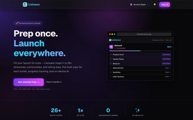 Listwave — screenshot