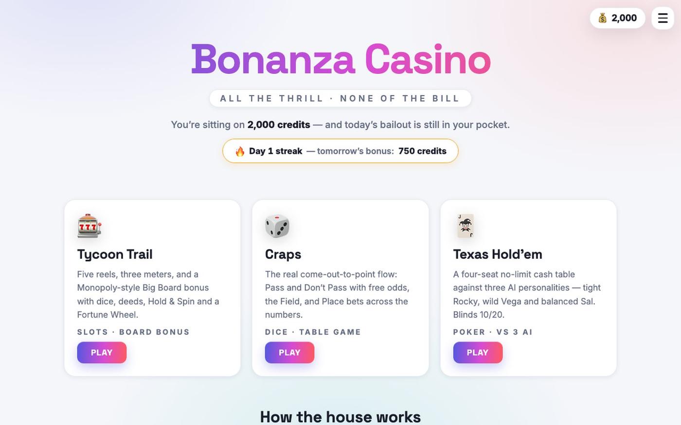 Bonanza Casino — Free Casino Games, Zero Real Money — screenshot
