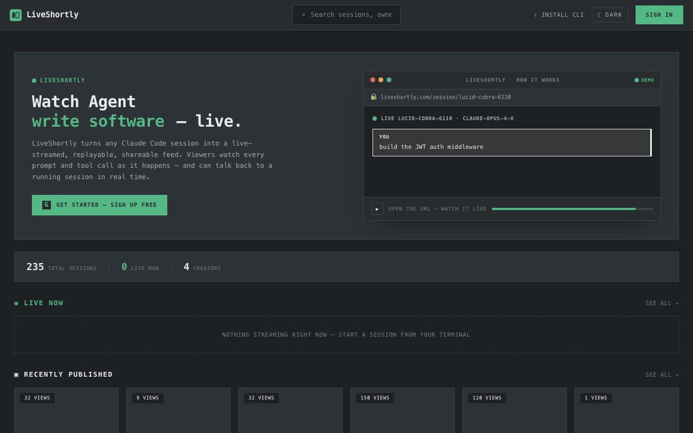 LiveShortly — screenshot