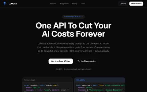 LLMLite — Route Smarter. Spend Less. — screenshot