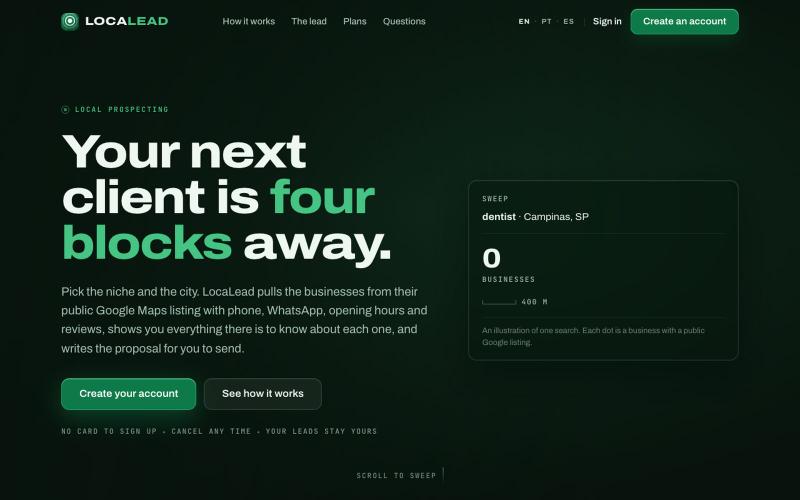 LocaLead | Find Local Business Leads — screenshot