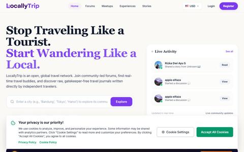 LocallyTrip – Travel Community, Meetups & Experiences — screenshot