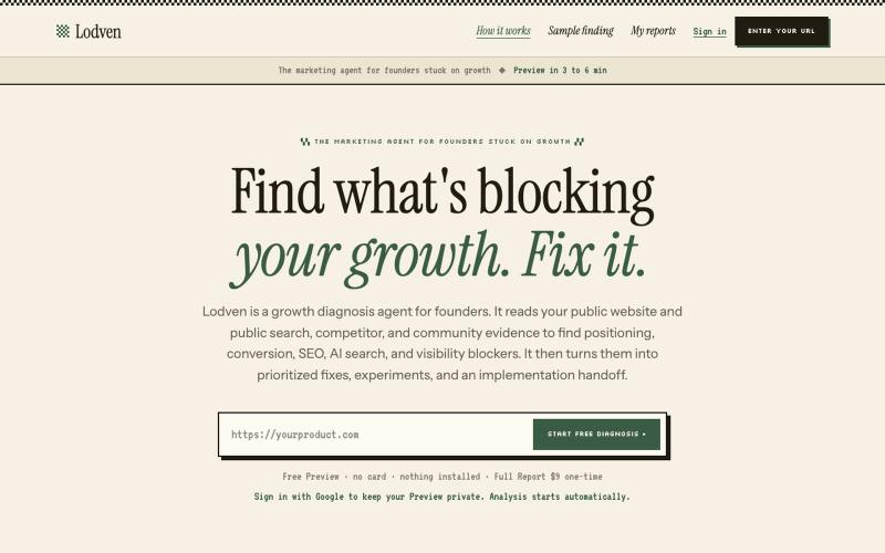 Lodven - Growth Diagnosis Reports — screenshot