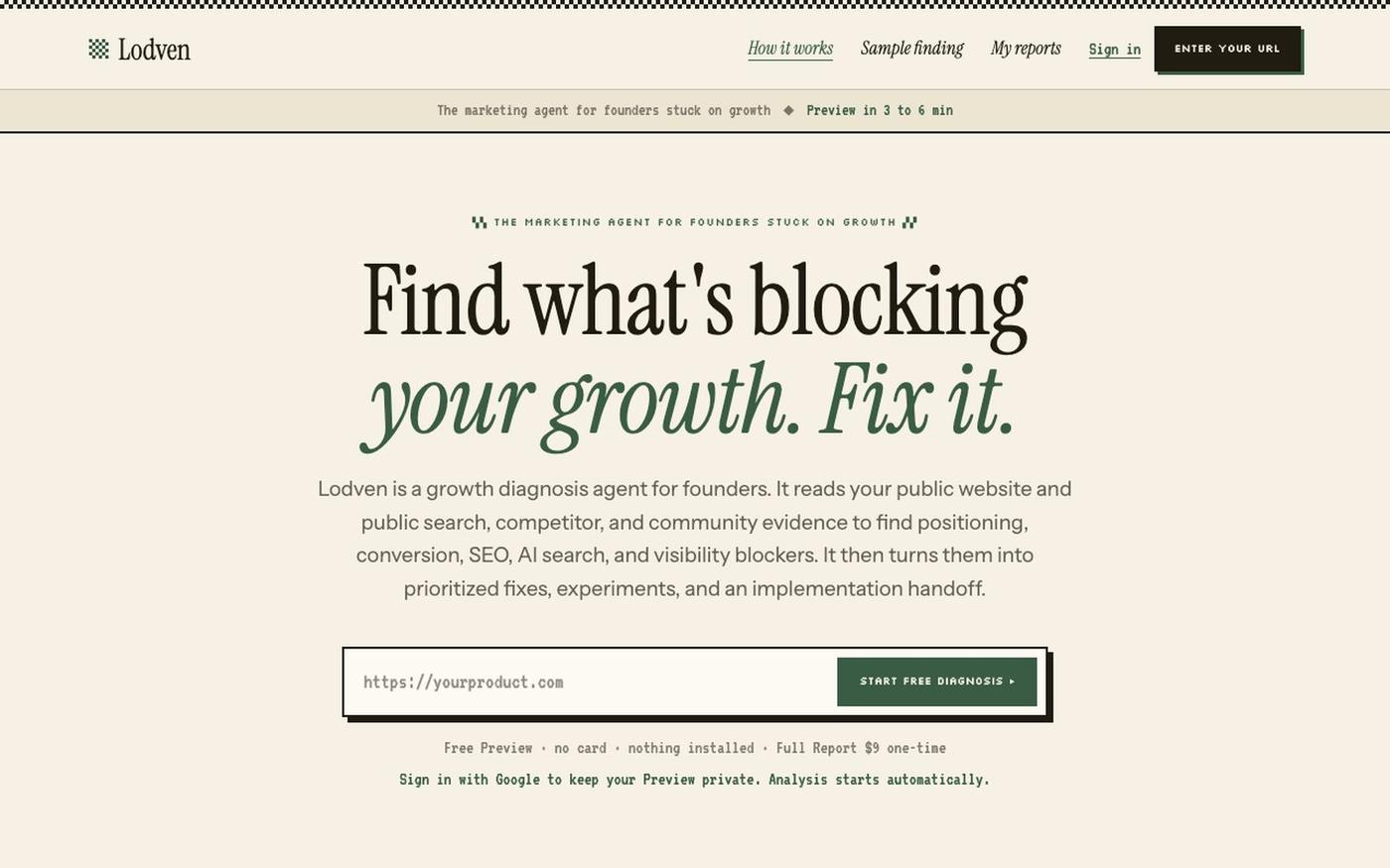 Lodven - Growth Diagnosis Reports — screenshot