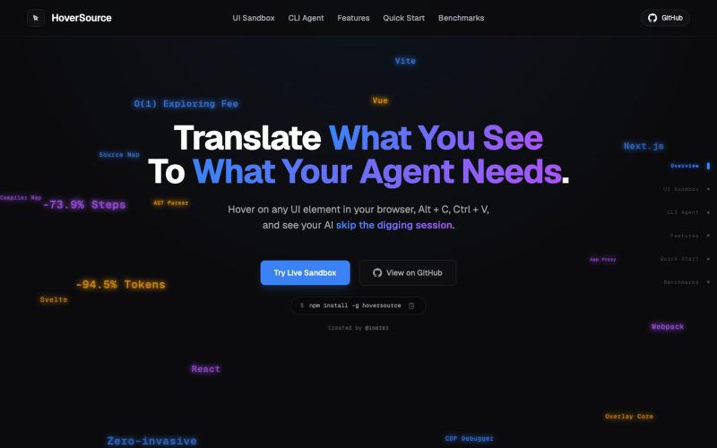 HoverSource — screenshot