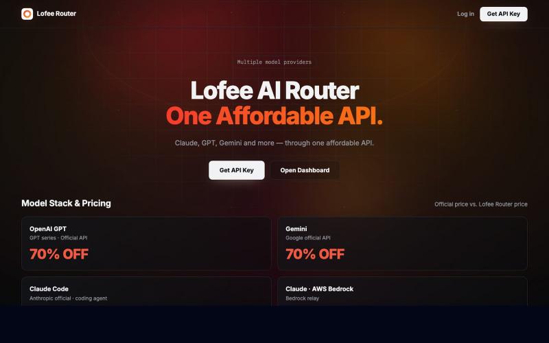 Lofee Router - AI API Gateway — screenshot