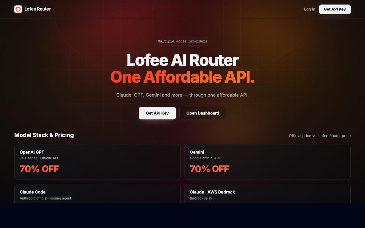 Lofee Router - AI API Gateway — screenshot