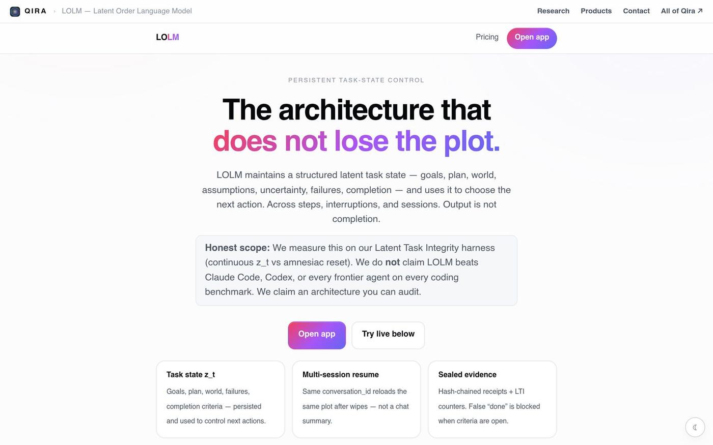 Try LOLM — the agent that does not lose the plot — screenshot
