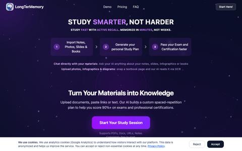 LongTerMemory - AI Tool for Study & Exam Preparation — screenshot