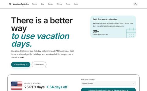 Vacation Optimizer | Plan Vacation Days Around Public Holidays — screenshot