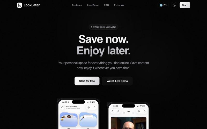 LookLater — Guarda ahora, disfruta después — screenshot