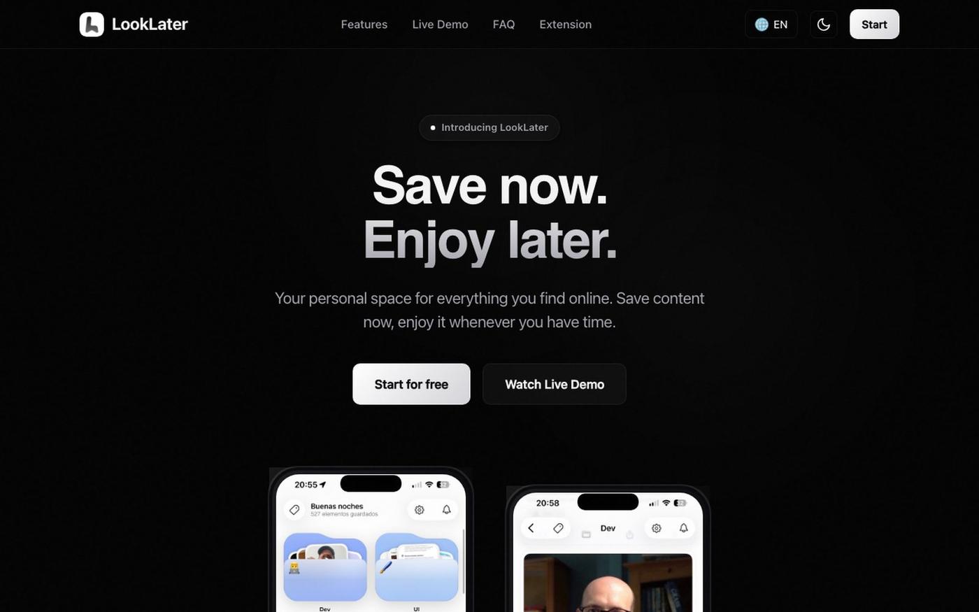 LookLater — Guarda ahora, disfruta después — screenshot