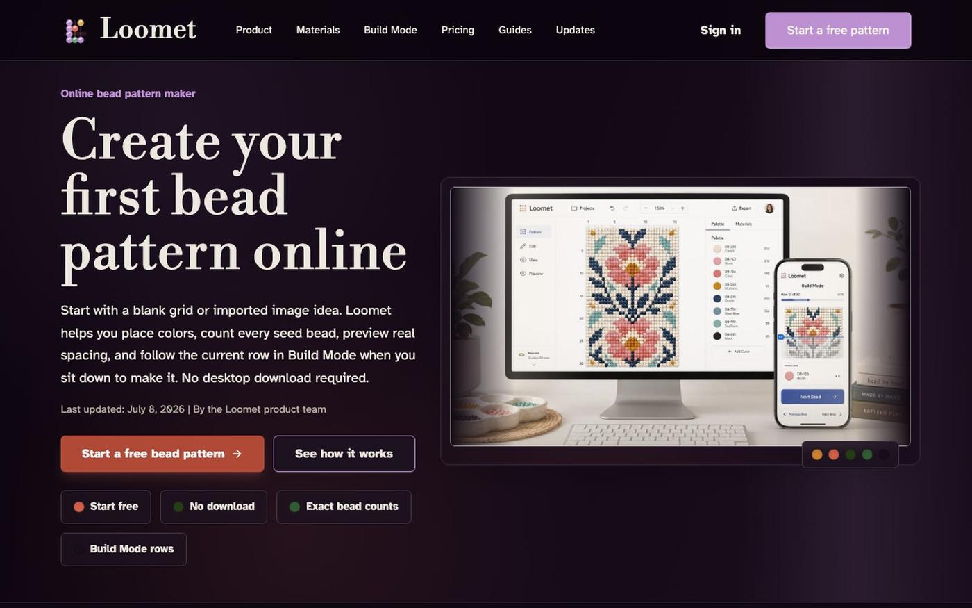 Online Bead Pattern Maker | Loomet — screenshot