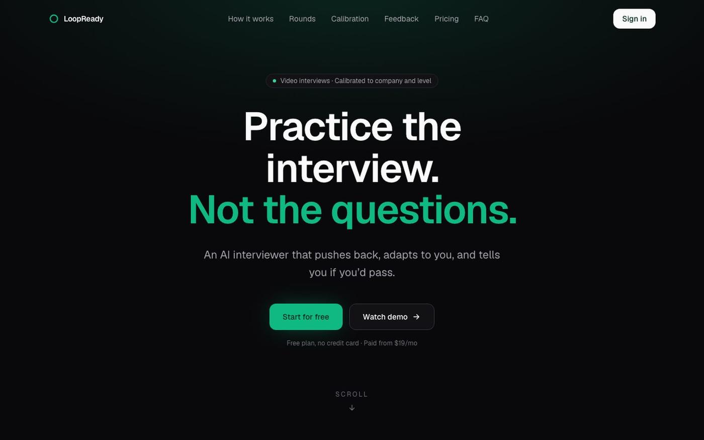 LoopReady: Voice mock interviews for your FAANG loop — screenshot