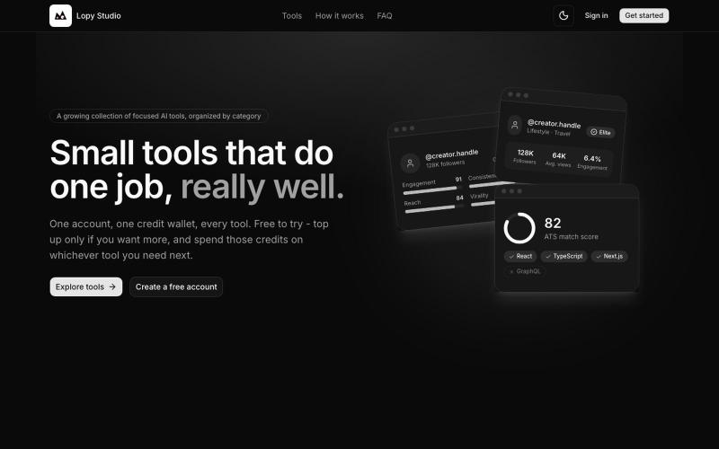 Lopy Studio - The Ultimate AI tooling platform — screenshot