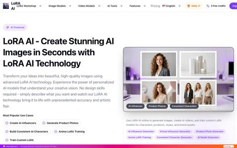 LoRA AI - AI Image Generator & Anime LoRA Training Online — screenshot