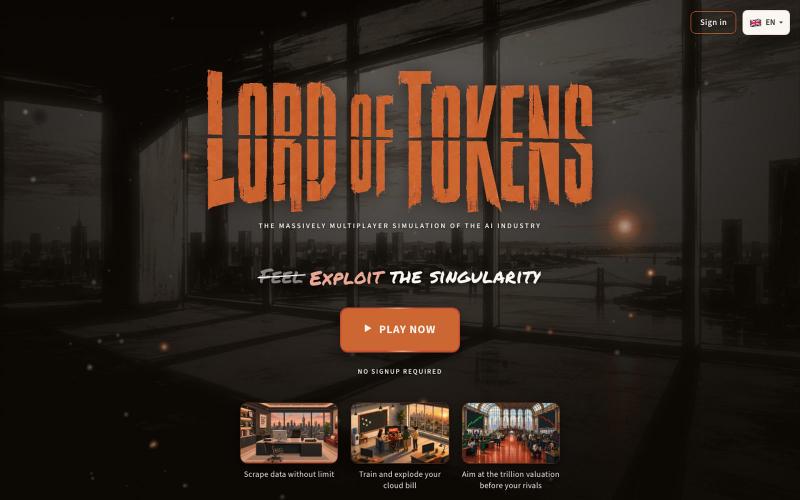 Lord of Tokens: Massively Multiplayer AI Tycoon Game — screenshot