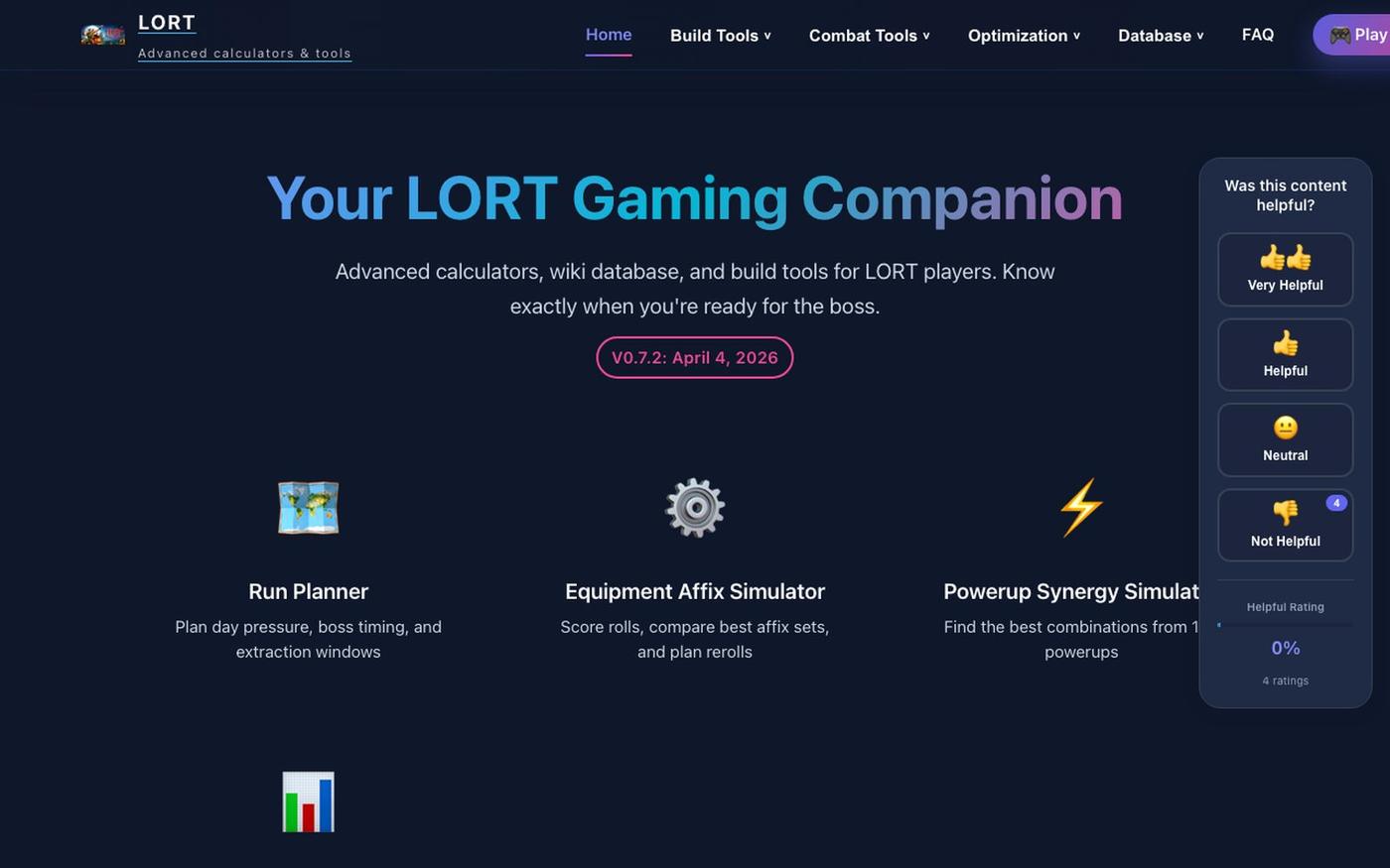 LORT Calculator — screenshot