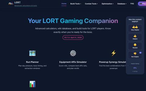 LORT Calculator — screenshot
