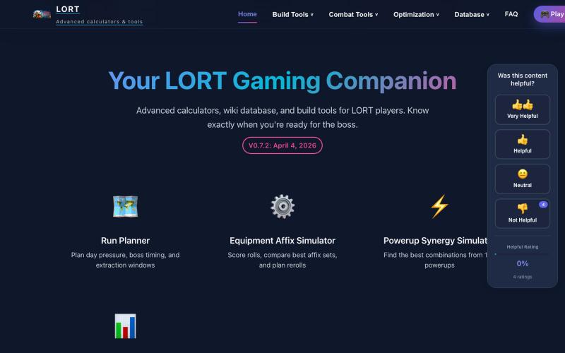 LORT Calculator — screenshot
