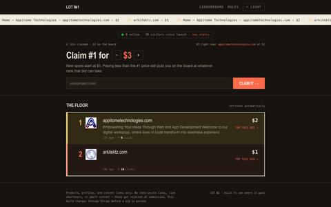 LOT №1 — the leaderboard you buy your way onto — screenshot