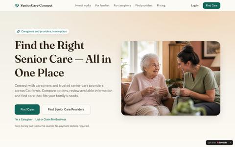 SeniorCare Connect — Find the Right Senior Care in California — screenshot