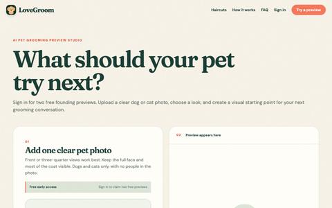 Create Your Free Pet Haircut Preview | LoveGroom — screenshot