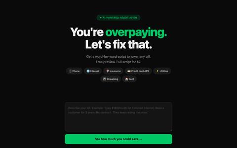 Lower My Bill — AI Negotiation Scripts — screenshot