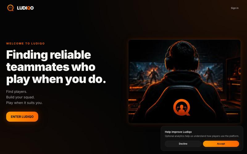 Welcome to Ludiqo — screenshot