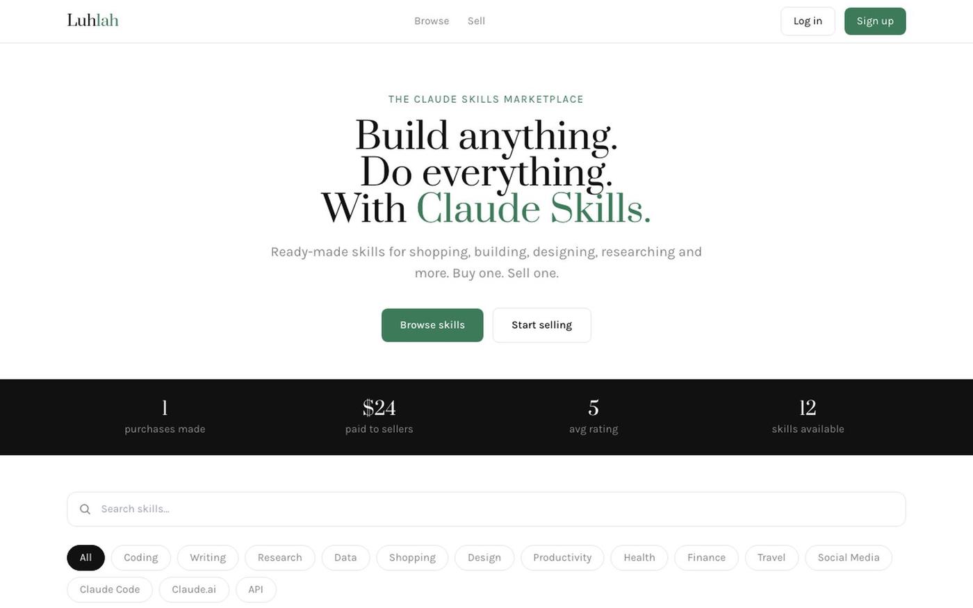 Luhlah — Skills that make Claude yours — screenshot